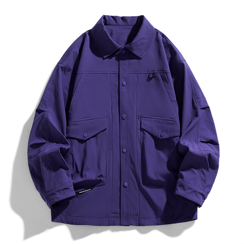 春秋季户外翻领工装夹克男简约休闲美式潮牌大码衬衫外套CS05-P50
