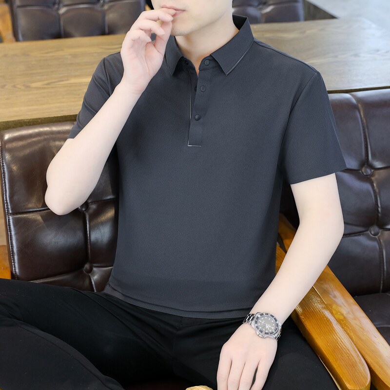 夏季POLO衫冰丝无痕商务休闲华夫格薄款简约上衣T恤衫 PL2663P45图片