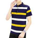 夏季新款男士短袖T恤条纹全棉薄款商务翻领男装polo衫PL8813P35，男装Polo衫，星座1410（原1902A）