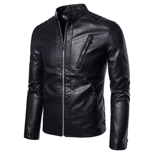 跨境外贸男士外套春秋款皮衣夹克男装PU皮机车服外套皮衣PY601P76图片
