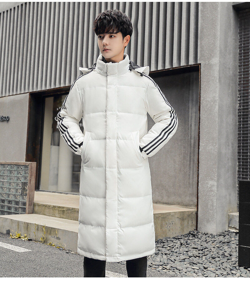 2021新款三条杠羽绒服男士冬季外套长款宽松羽绒服YR9873P140，男装羽绒服，星座1410（原1902A）