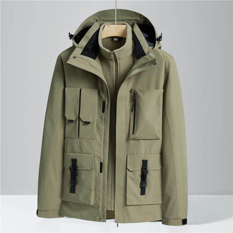 户外秋冬男女冲锋衣三合一可拆卸两件套加绒厚登山服 CF22827P185图片