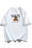 纯棉男士短袖t恤宽松落肩港风半袖情侣T男大码DT-NS25SKATE熊P20，男装T恤，星座1410（原1902A）
