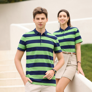 夏季新男式短袖T恤条纹全棉薄款商务翻领男装polo衫男款PL8816P35
