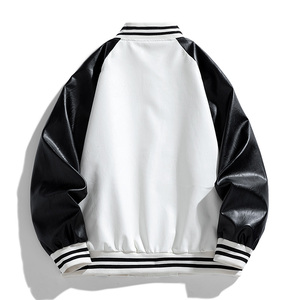 跨境外贸男装皮夹克新拼接男士夹克pu外套机车服皮衣男 PY6789P75图片