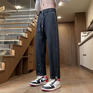 秋季美式牛仔裤男复古黑色潮男士长裤显瘦显高直筒休闲裤K9888P60图片