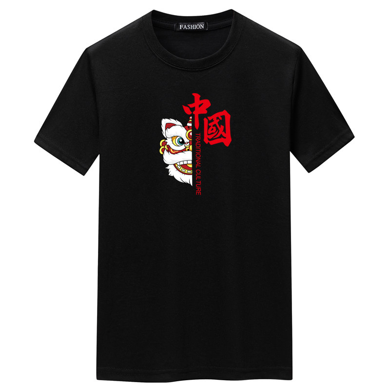 夏季男短袖t恤青春宽松CVC60%棉衣服新款男装DT3421-中国醒狮-P15,男装T恤,星座1410（原1902A）