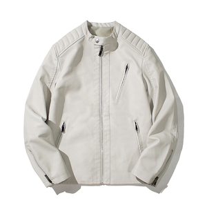 跨境外贸男士外套春秋款皮衣夹克男装PU皮机车服外套皮衣PY601P76图片