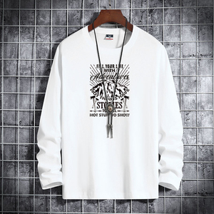 新款韩潮男士纯棉圆领长袖T恤男装大码码号标CT6887-斧头山-P18