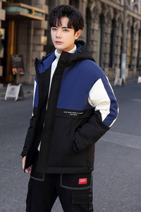 2021新款男士短款情侣款户外羽绒服冬装潮外套男拼接 YR991P100图片
