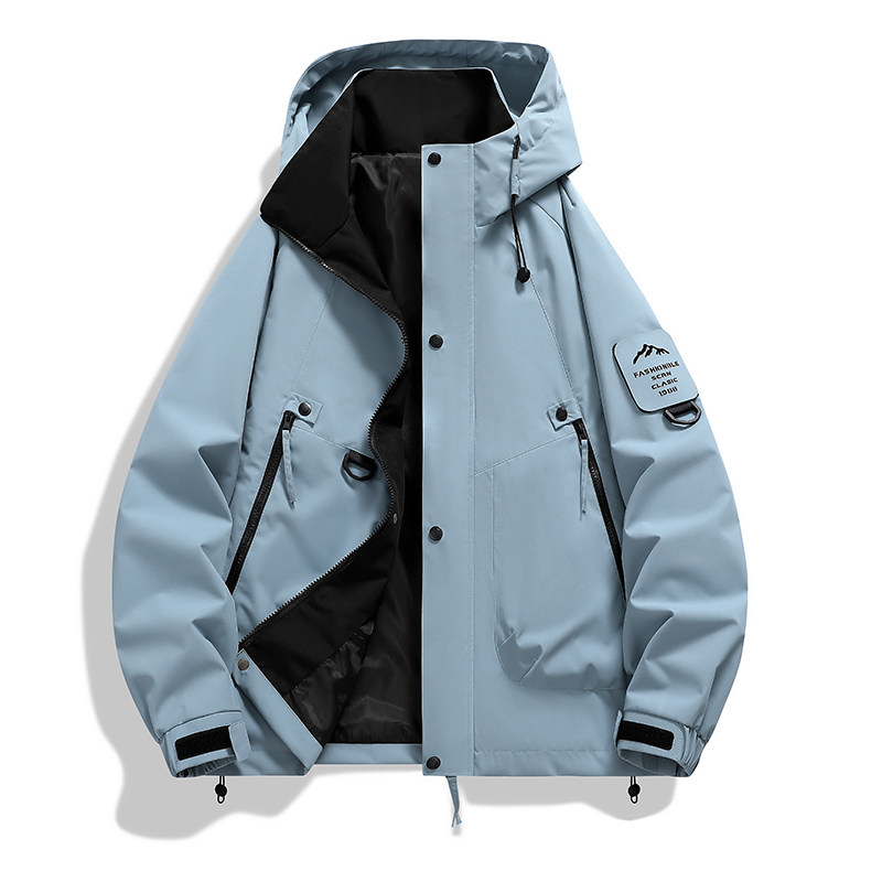 户外连帽山系情侣款冲锋衣春秋季防风防水夹克女登山服JK8053P45,男装夹克,星座1410（原1902A）