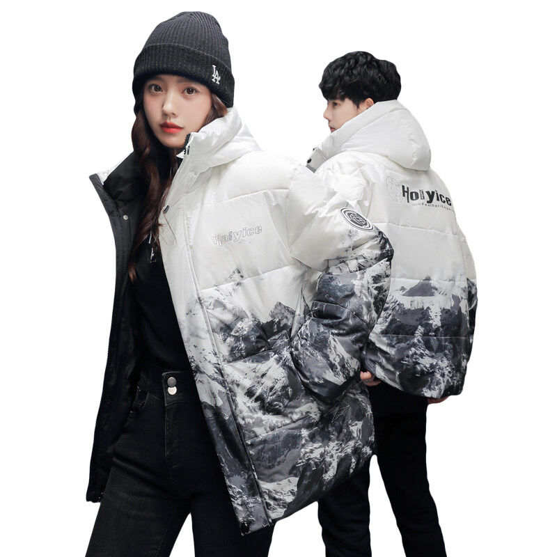 2024新羽绒服男女短款雪山印花冬季加厚白鸭绒情侣外套YR1641P95,男装羽绒服,星座1410（原1902A）