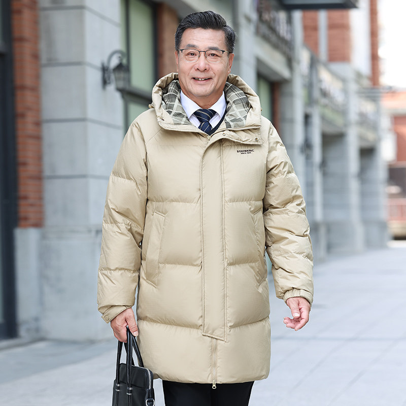 羽绒服男士宽松中长款连帽大码厚抗寒冬季外套#新标 YR2313P220图片