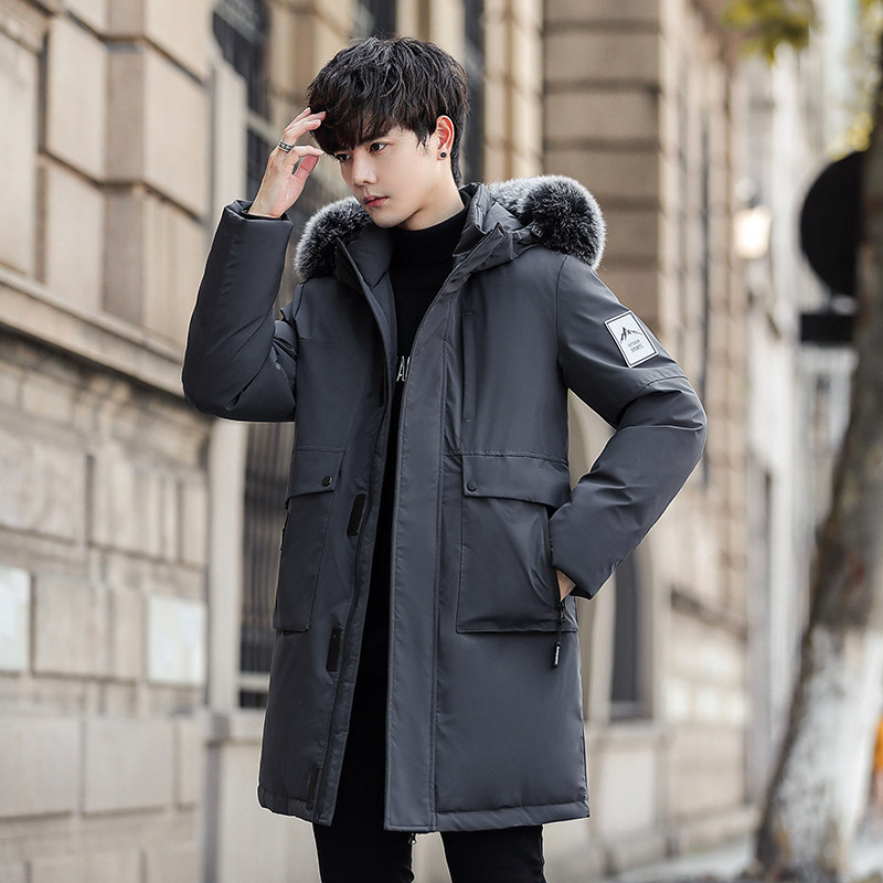 冬季男士加厚中长款羽绒服连帽白鸭绒大毛领外套男装潮YR9863,男装羽绒服,星座1410（原1902A）