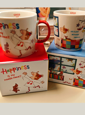 coco酱创意陶瓷马克杯可爱涂鸦印花水杯茶杯咖啡杯RYL大容量275ml