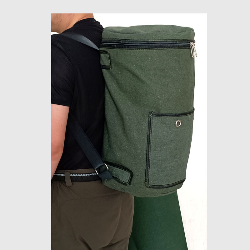 双肩背包帆布暴走广场舞健步音响背包帆布军绿色装背dian瓶夜鱼