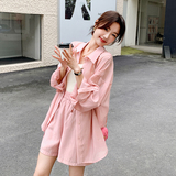 粉色防晒衣套装女2025年夏季新款时尚休闲防晒衬衫阔腿短裤两件套，女装套装/套裙，浙宝169A(原263)