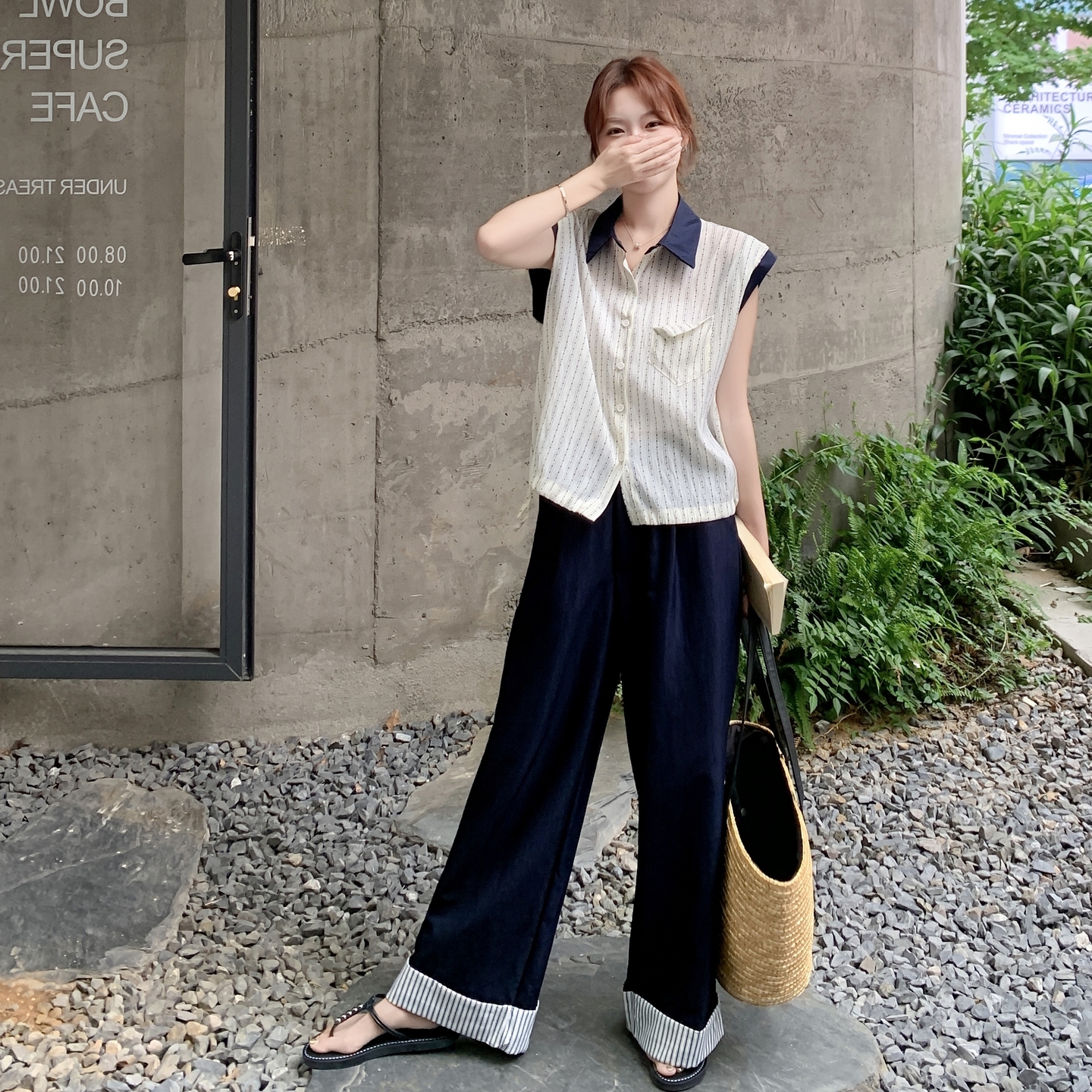 现货zb169-85104-P165K238条纹小衫阔腿裤套装-两件套，女装套装/套裙，浙宝169A(原263)