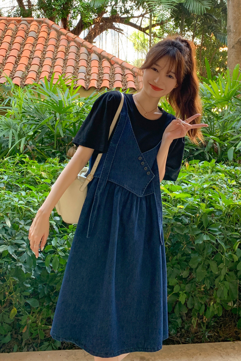 169新款-23075-P115学院休闲风针织牛仔拼接连衣裙-控168,女装连衣裙,浙宝169A(原263)