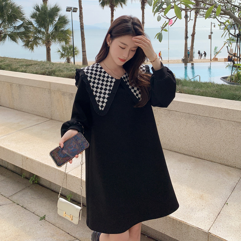 【现货】新款169-2308款P125-棋盘格海军领宽松连衣裙-控188,女装连衣裙,浙宝169A(原263)