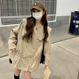 卡其色小个子短款风衣外套女2025春秋新款韩版宽松娃娃领减龄上衣，女装短外套，浙宝169A(原263)
