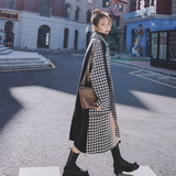 现货D06—P155新款千年格拼接毛呢外套尼大衣控248，女装毛呢外套，浙宝169A(原263)