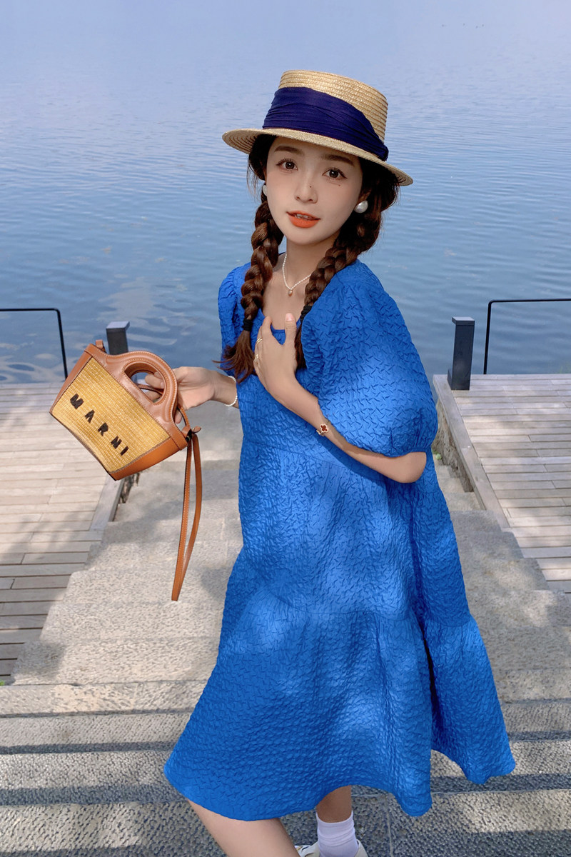 【】出货中....C2224—P110—K168克莱因蓝新款娃娃裙连,女装连衣裙,浙宝169A(原263)