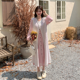 镂空罩衫粉色衬衫连衣裙女2025春季新款韩系甜美减龄潮，女装连衣裙，浙宝169A(原263)