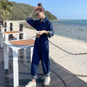 新款现货2207—P145 抽绳收腰牛仔连体裤 控188图片