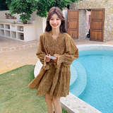 茶歇法式复古碎花连衣裙女2025年春季新款小个子超好看度假风裙子，女装连衣裙，浙宝169A(原263)