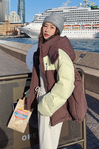 【大货已出】6901-P225美拉德撞色拼接短款面包服K328图片