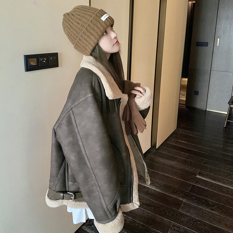 【新款】有买家秀-169-N06P205-水墨绿高品质羊羔毛外套K288,女装短外套,浙宝169A(原263)