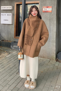 新款现货70毛双面羊绒大衣 带围巾169-24084-P280K428图片