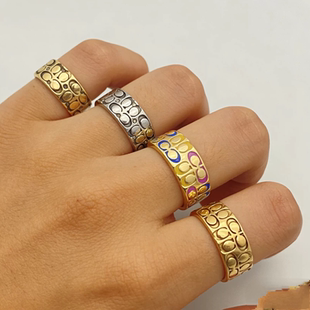 欧美外贸饰品时尚百搭气质个性夸张戒指女多款颜色戒指蔻家戒指