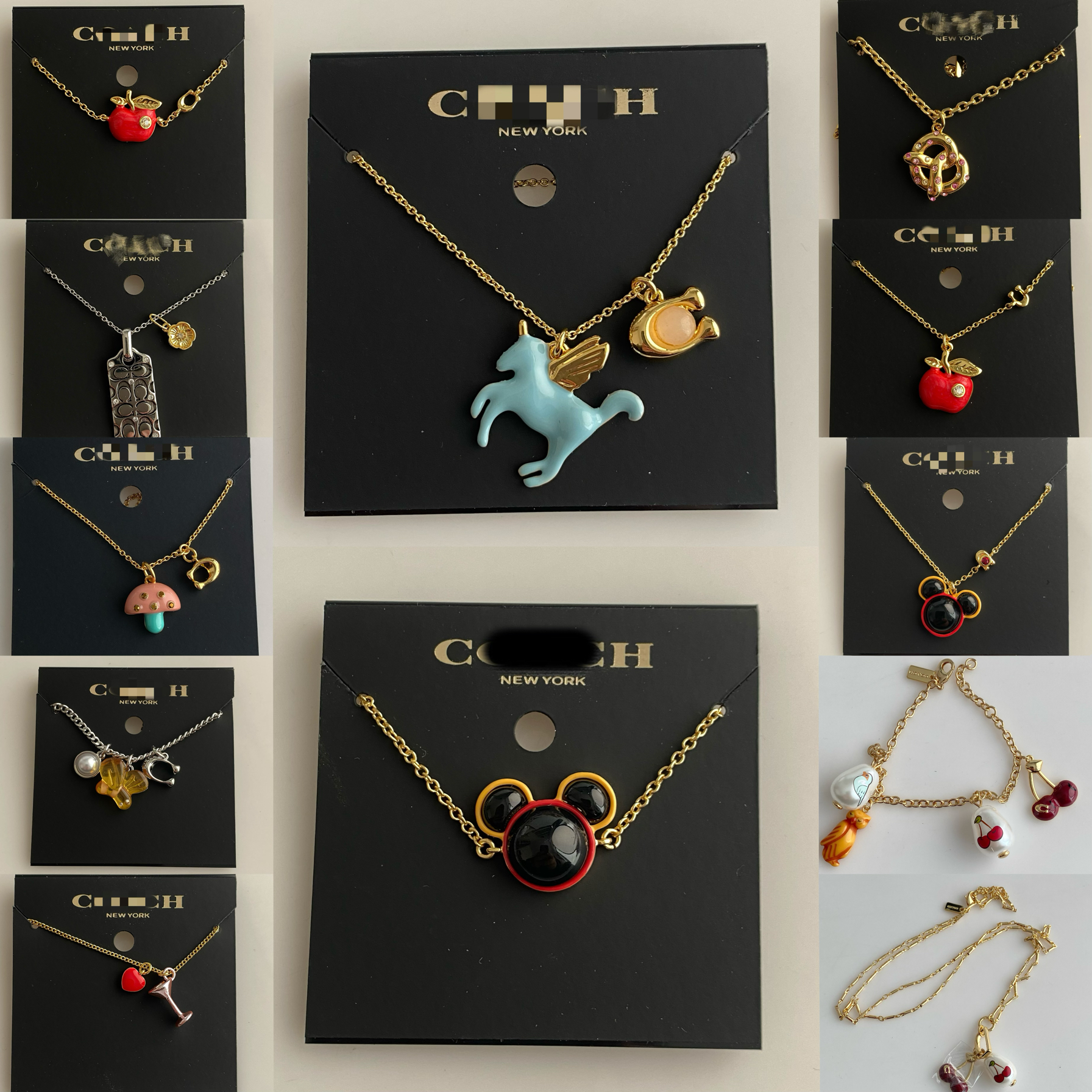 欧美外贸镀真金独角兽飞马滴油珐琅彩中古项链锁骨链寇家马蹄标