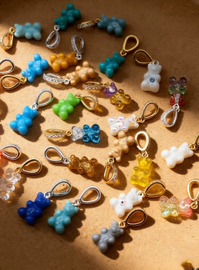 欧美外贸饰品时尚百搭气质CH软糖小熊项链坠耳环耳扣