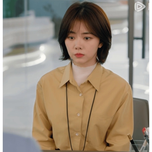 尚品你比星光美丽谭松韵纪星同款衣服淡黄色衬衫女双排扣黑色西装