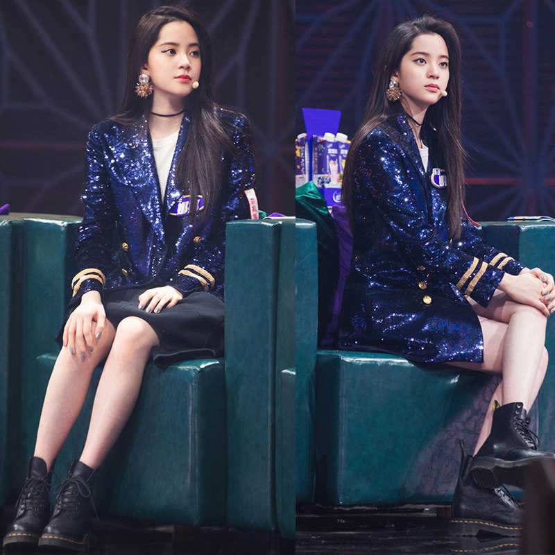 欧阳娜娜同款蓝色亮片西装女长袖双排扣气质百搭西服外套上衣星服,女装/女士精品,西装,淘宝优惠券,粉丝福利购,淘宝优惠卷