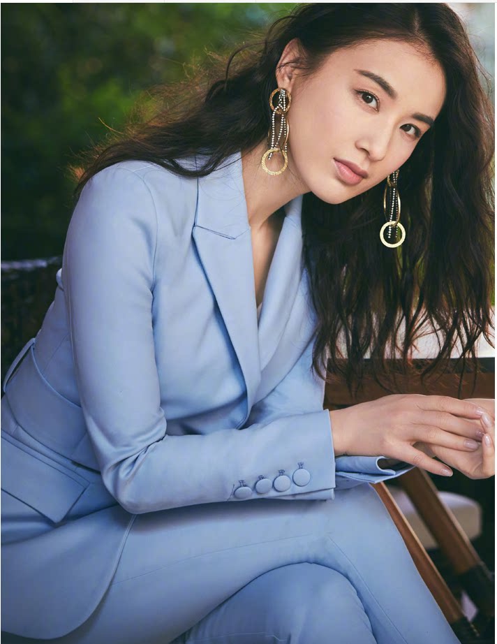 正品春秋新款刘亦菲同款浅蓝色腰带西服时尚气质女神范职业西装套