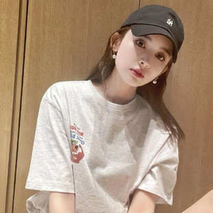 欧美古力娜扎明星同款百搭上衣服新款宽松纯棉印花短袖t恤女夏季