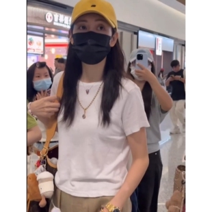 王鸥明星同款白色短袖t恤女夏季新款休闲百搭打底衫圆领上衣韩版