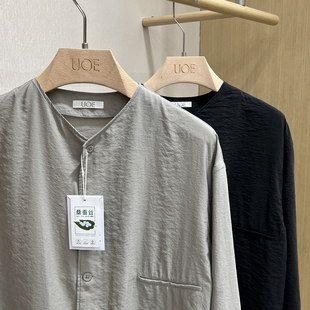 輕薄V領襯衫 薄如蟬翼 天然桑蠶絲面料男士 夏季 外套皮服衣防曬衣 式