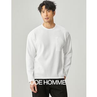 UOE春季新品SOLOTEX轻柔速干面料华肤格纹理抗皱男士圆领长袖T恤