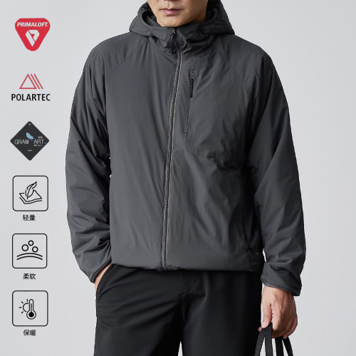 Polartec 结合金标P棉克轻动态保暖男士连帽棉衣轻便易夹克外套