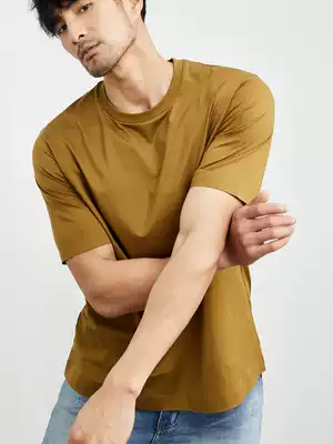 2021 Spring/Summer New long staple cotton men's solid color mercerized cotton round neck short sleeve T-shirt fit loose base shirt