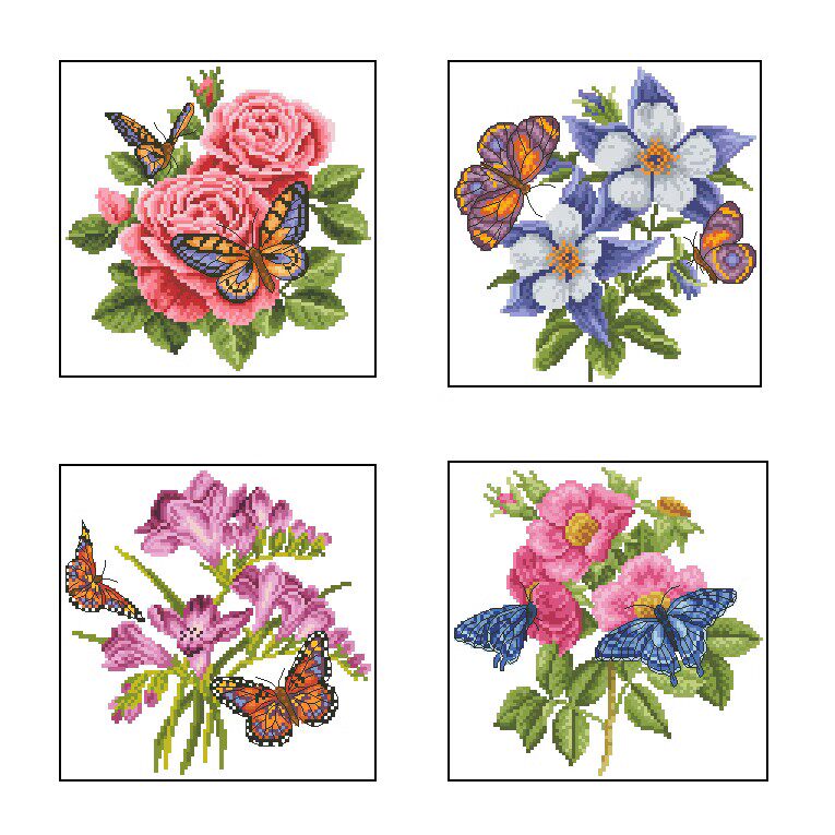 十字绣电子图纸216 蝶恋花 中国风 约92w*96h 22色 xsd源文件