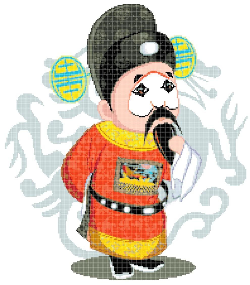 十字绣电子图纸1011 q版京剧人物21县官192w*219h30色 pat源文件