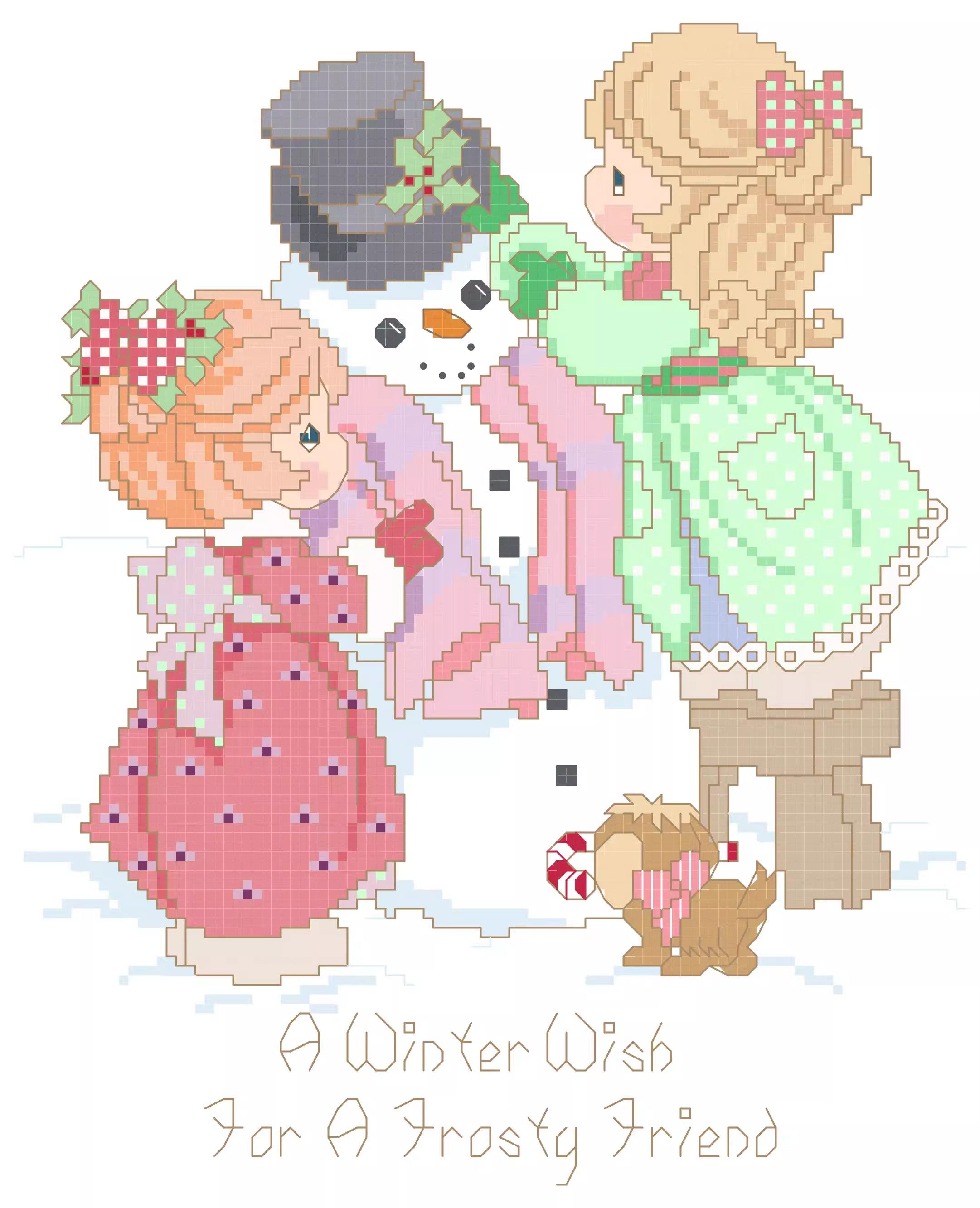 十字绣电子图纸4594 水滴娃娃402可爱卡通100w*122h34色pat源文件