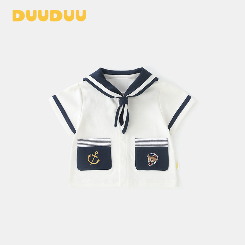 DUUDUU海军风2025夏季薄款宝宝t桖婴儿衣服短袖韩式风a类男童上衣