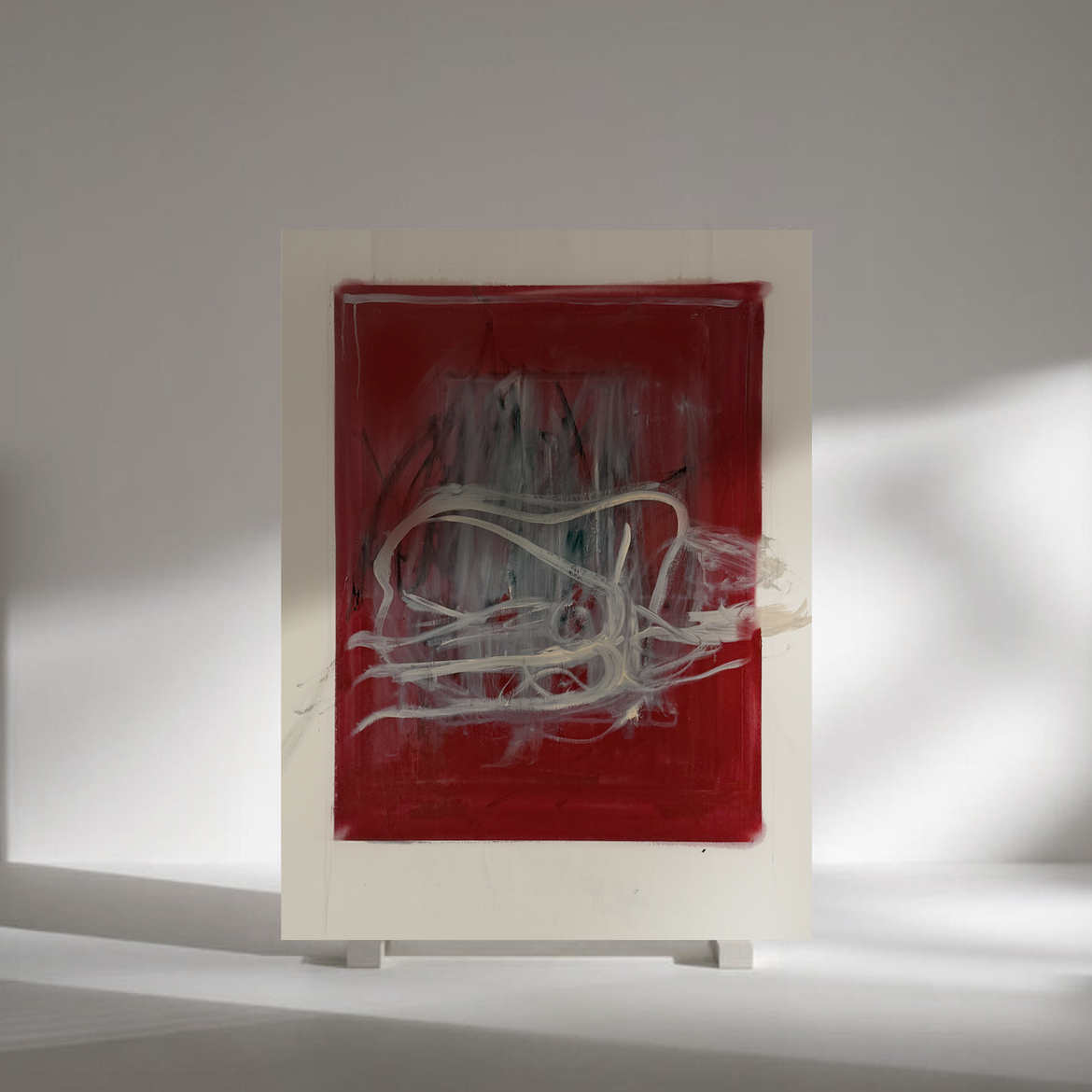 crisis art 112酒红色无框装饰画 现代艺术艺术微喷版画大幅客厅